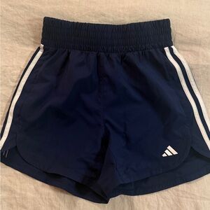 Navy Blue Athletic Shorts with White Stripes